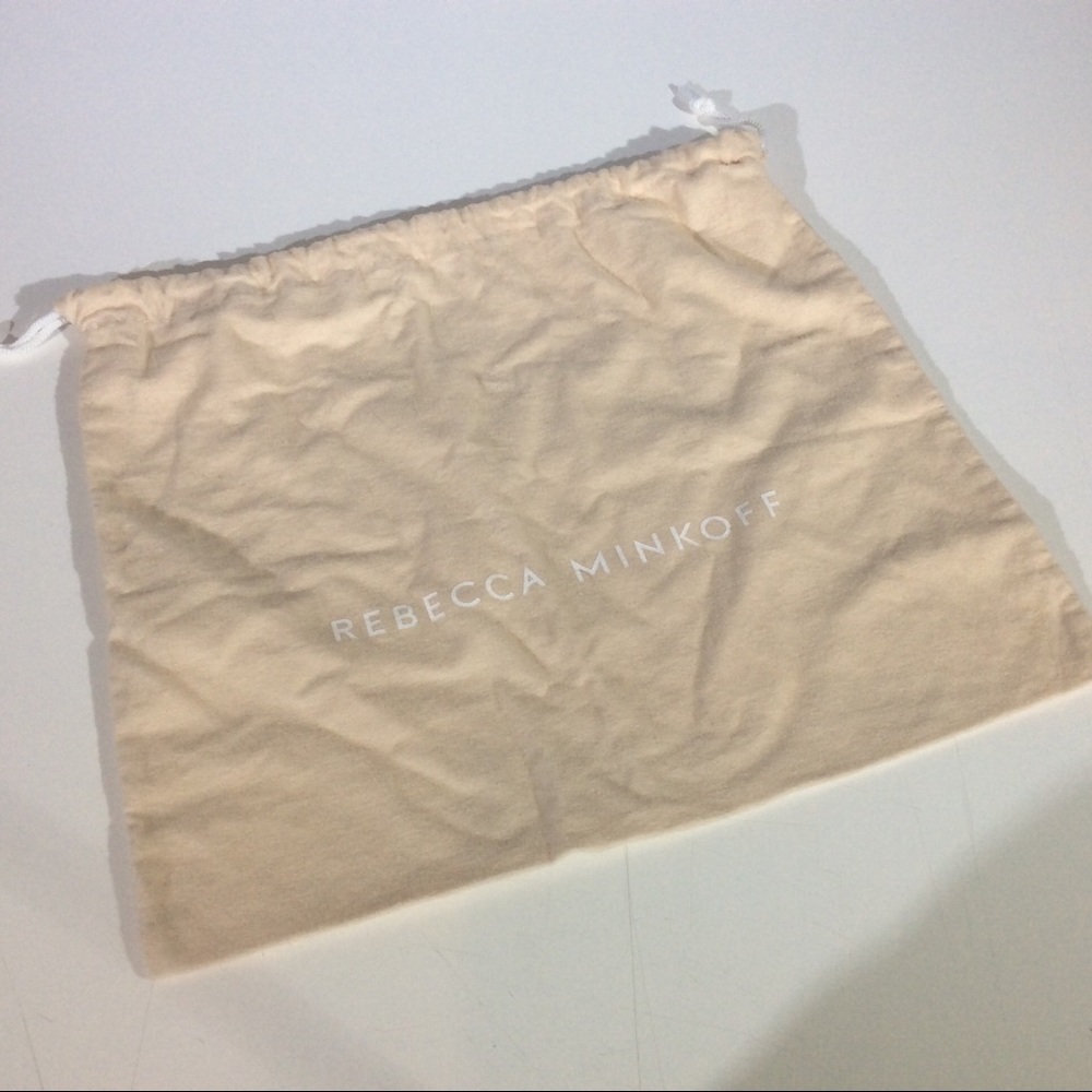 Rebecca Minkoff Dust Bag Drawstring Tan Cream White Storage Cover Travel Pouch